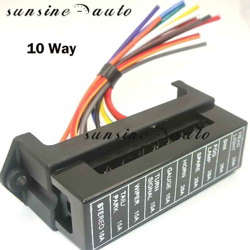 10 Way Fuse Box 12V 24V Max DC 32V Circuit Car Trailer Auto Blade Block Holder ATC ATO 2-input 10-ouput Wire Accessory | Автомобили и