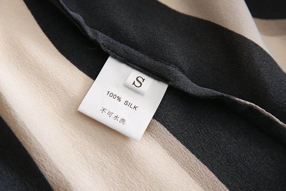 Hot sale spring summer new fashion women long sleeve silk shirt Lady stand collar striped blouse 100% Female loose |