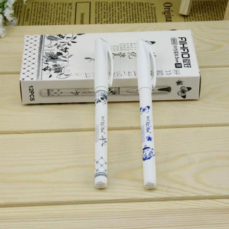 36 шт./лот китайский винтажный синий и белый фарфор гелевая ручка в качестве