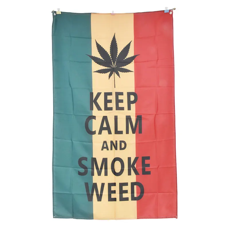 Reggae Rasta Leaf Polyester Wall Sticker Flower Hanging Flag For Bar Party Music Festival Tattoo Shop Decoration | Дом и сад