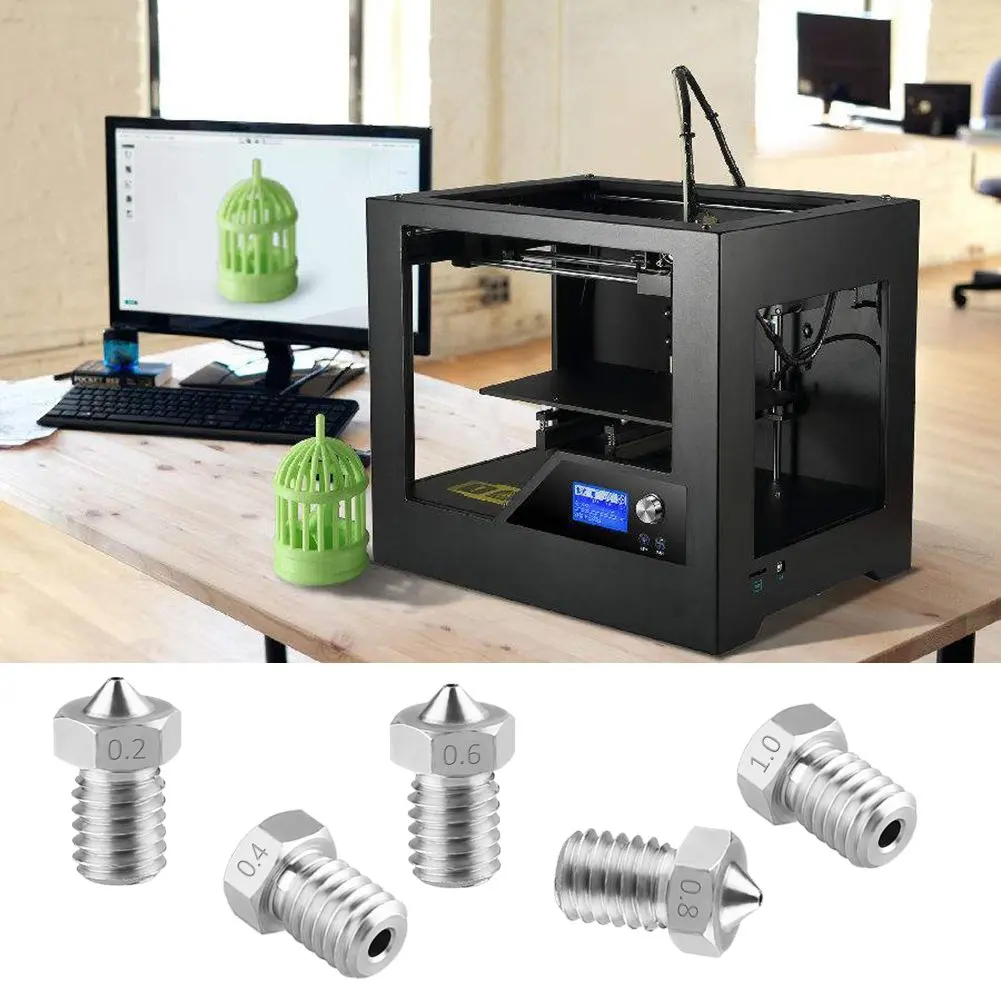 13 Pieces Stainless Steel 3D Printer Nozzles 0.2 Mm 0.4 0.6 0.8 1.0 Extruder Nozzle Print Head For E3D Makerbo | Компьютеры и офис