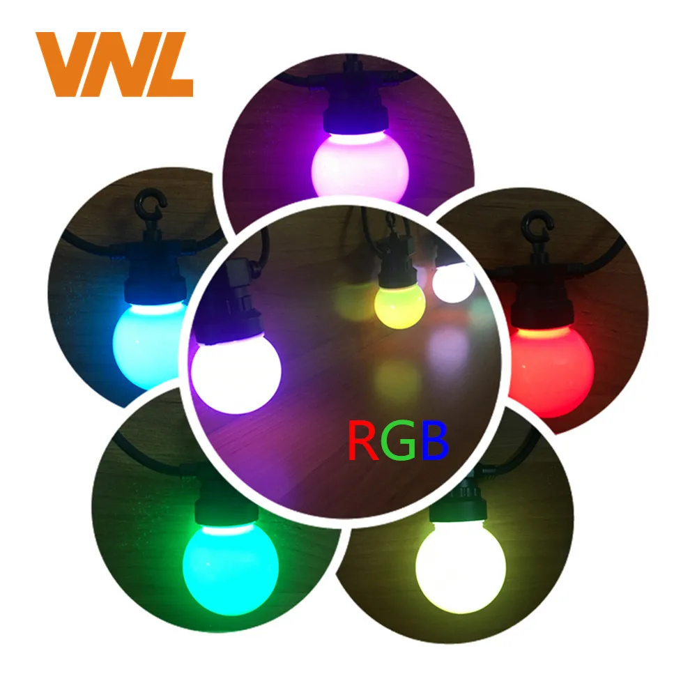 VNL IP65 RGB круглые G50 молочные лампочки соединяемые наружные гирлянды для свадьбы