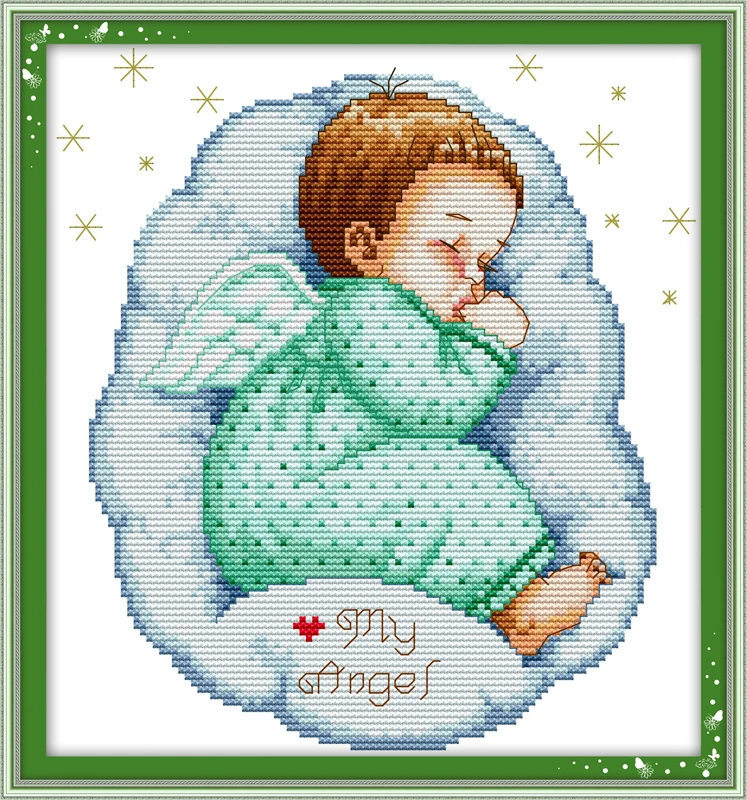 Набор для вышивки крестиком A sleep angel baby(1)(мальчик) 14ct 11ct набор с вышитыми узорами