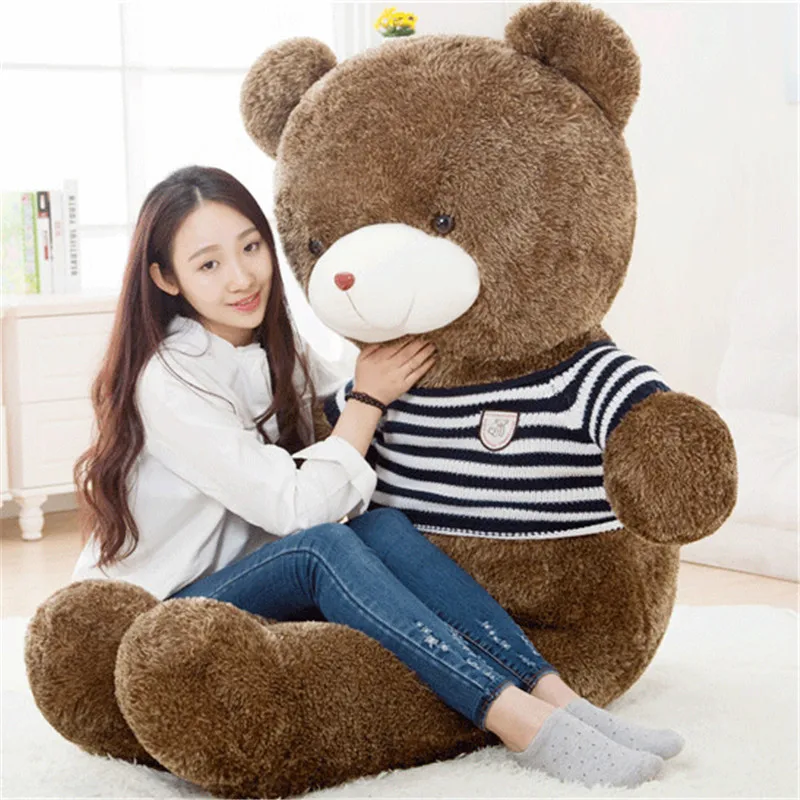 

big plush round eyes blue and white striped sweater teddy bear toy huge bear doll gift about 160cm