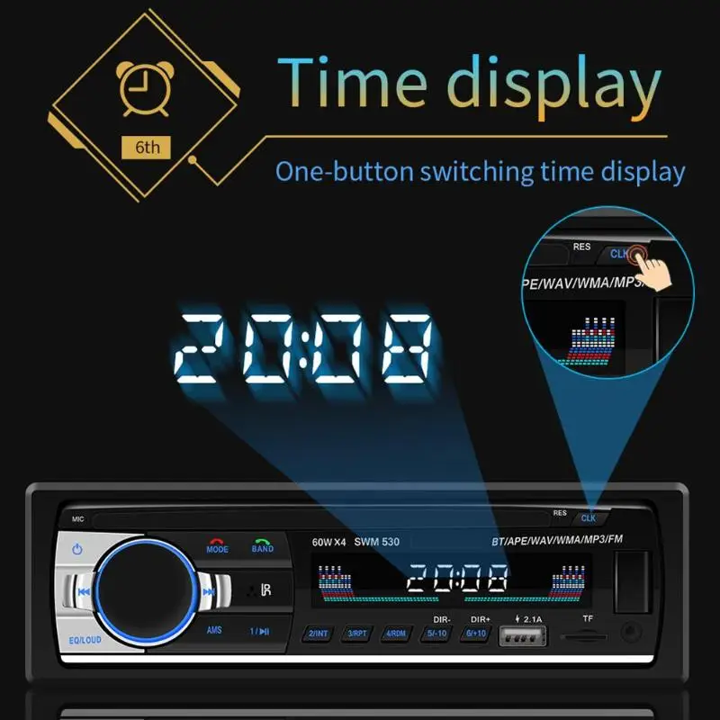 SWM 530 автомобильный аудио MP3 музыкальный плеер радио в тире Bluetooth 4,0 Двойной USB AUX головное устройство с пультом дистанционного управления автомобильный Viedo плеер