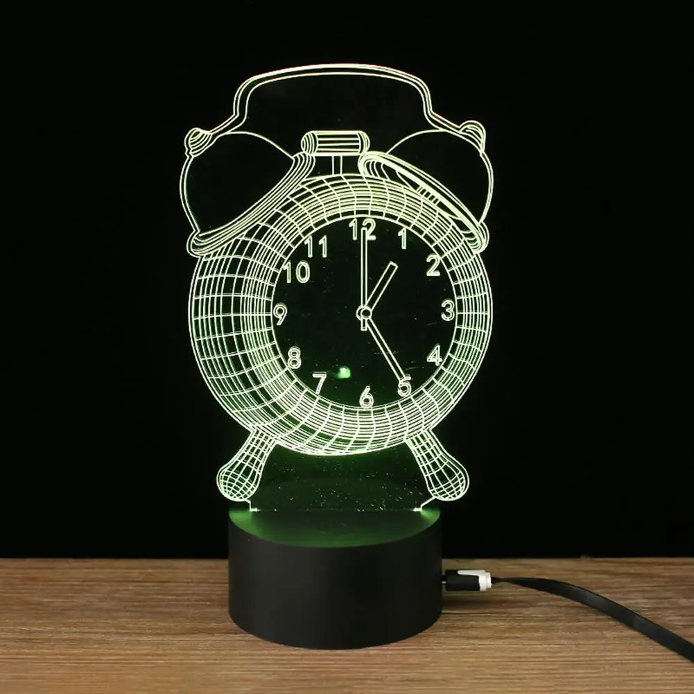 HobbyLane Будильник Форма 3D визуальная атмосфера LED ночник лампа USB настольные лампы с