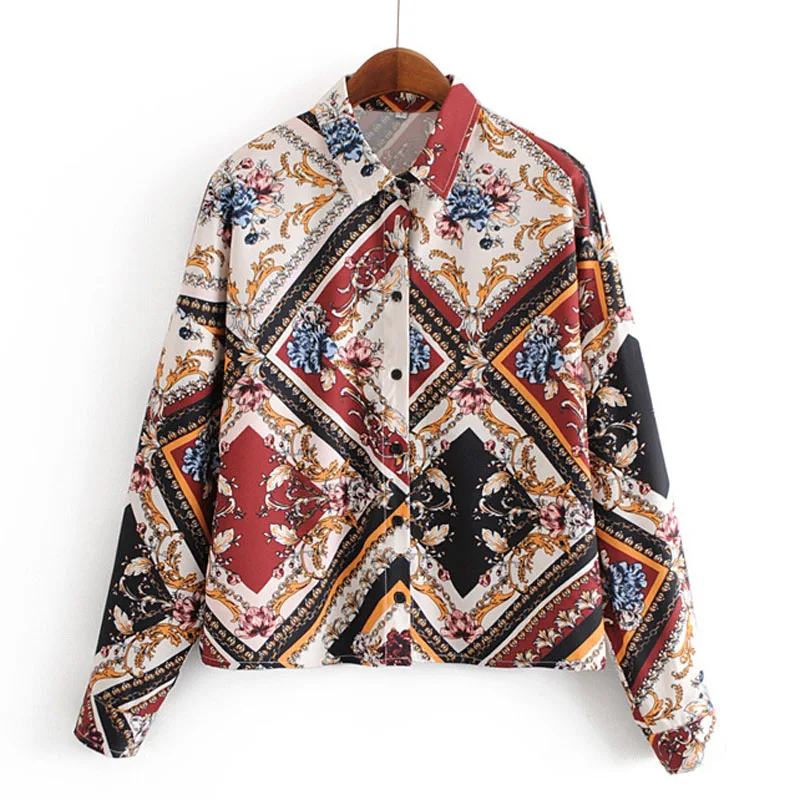Morrowwind Women Bohemian Print Turn Down Collar Long Sleeve Blouse Shirt Blusas Feminino Casual Ladies Tops Button 2018 Autumn |
