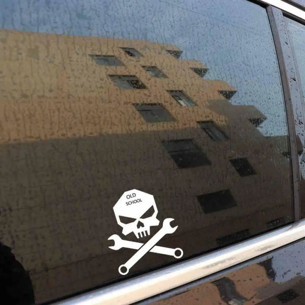 

Old School Skull Mechanic Car Window Bumper Vinyl Decal Sticker Fashion Personality Creativity Classic 11.8CM x 12.8CM