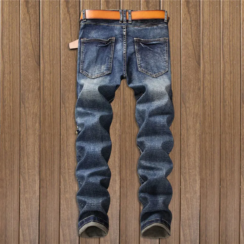 2018 new European and American fashion trend cool repair micro elastic men's small straight tube jeans (29-38) | Мужская одежда