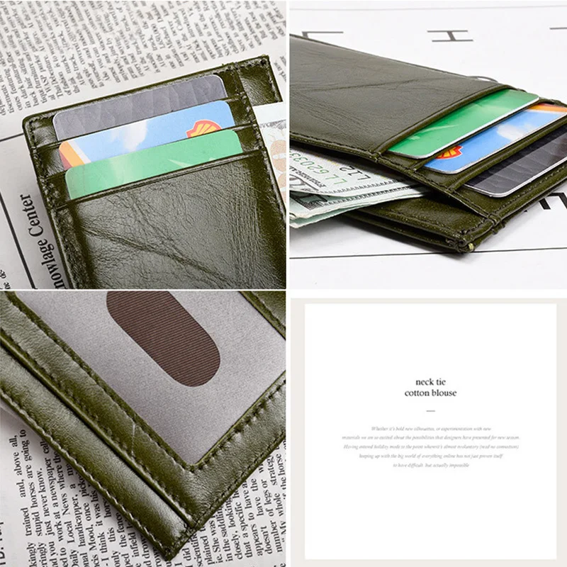 VM FASHION KISS RFID Information Security Genuine Leather Thin Wallet Unisex Credit Card Holders Business ID Purse | Багаж и сумки