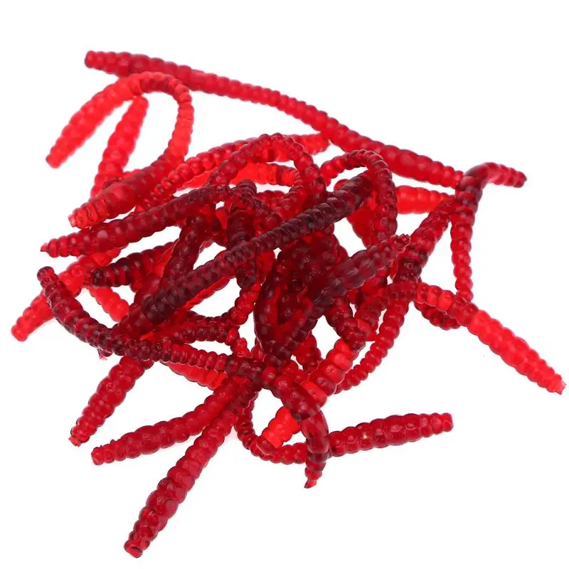 20Pcs 6cm Simulation Earthworm Red Worms Rubber Artificial Fishing Lure Tackle Soft Bait Lifelike Fishy Smell Lures With Box | Спорт и