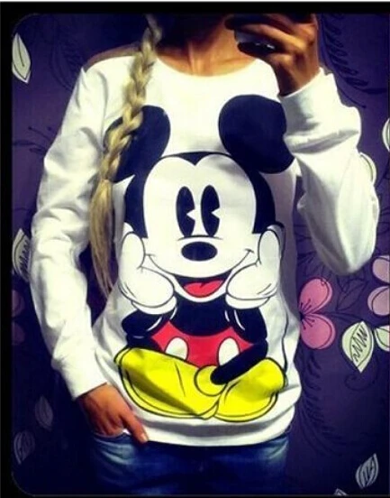 2017 New Spring Autumn Women/Girl minnie Mouse Print Suit cotton Women Cartoon Sweatshirt Hoodies Pullovers Tracksuit S-XL | Женская