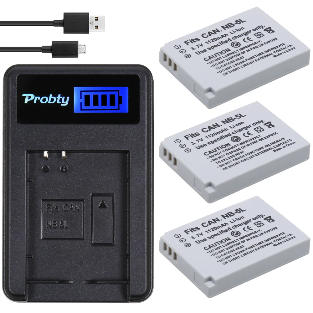 3 шт PROBTY NB 5L NB5L батарея + ЖК USB зарядное устройство для Canon IXY 800 810 820 900 910 920 95 IS SD700 SD790