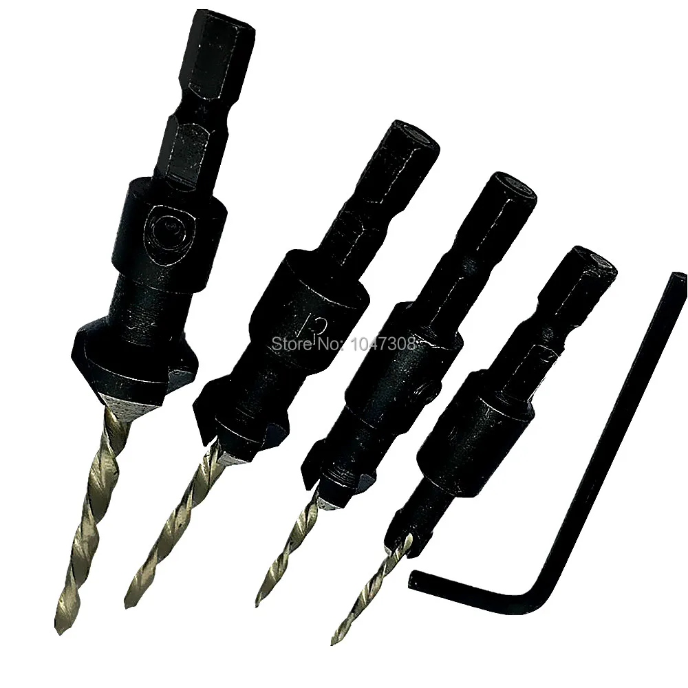 4 шт. набор сверл с потайной раковиной Hss 1/4 &quotшестигранный хвостовик #6 #10 #13 #16