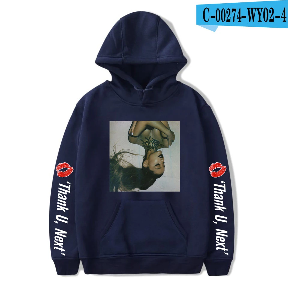 Navy blue Новинка, худи Ариана Гранде для мужчин/женщин,, модная повседневная хлопковая белая толстовка с капюшоном Ариана Гранде, толстовки размера плюс - Цвет: Navy blue