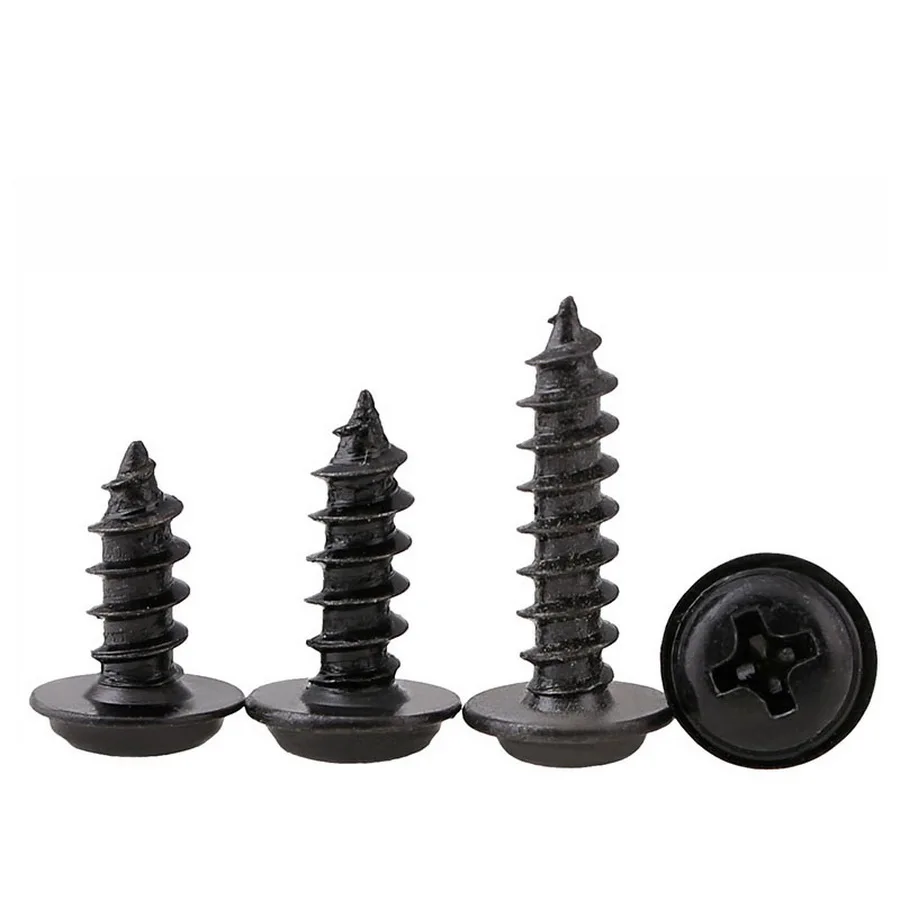 Углеродистая сталь закаленная черная круглая головка с прокладкой саморезы