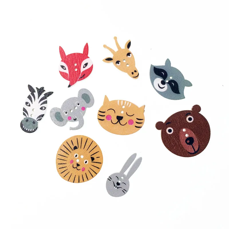 50 шт. популярные деревянные пуговицы смешанных животных аксессуары для шитья