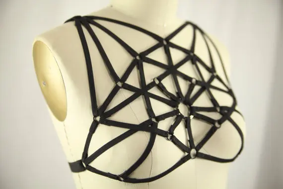 Новинка 2017 Пастель Гот сетки нагрудный ремень бюст бандаж-хомут с круглым