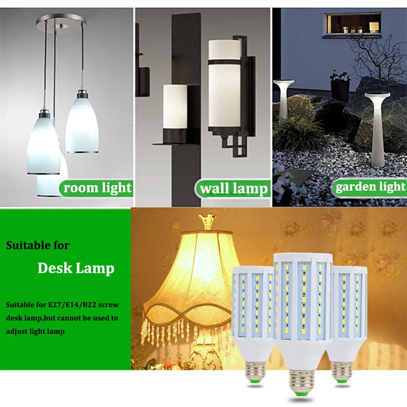 Crubon кукурузная Светодиодная лампа E27 светодиодная 220 В 5 Вт 10 15 20 25 30 40 60 80 SMD 5736 без
