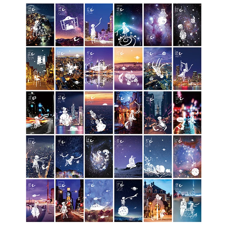 30 шт./лот Люминесцентная открытка Маленького принца поздравительная