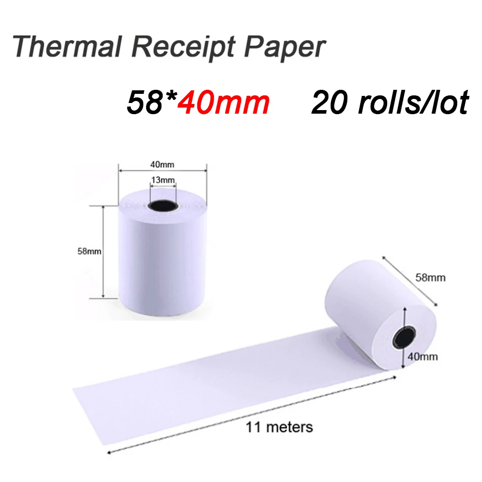 58X40mm 20 Rolls Термальная бумага для печати чеков для мобильный платежный принтер бумага - Цвет: 58X40mm 20 Rolls