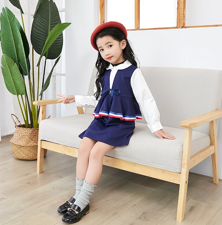 2018 wholesale Autumn Girls 100-140 children clothes Korean version Western style sweet Stitching princess dress Y3106 | Детская одежда