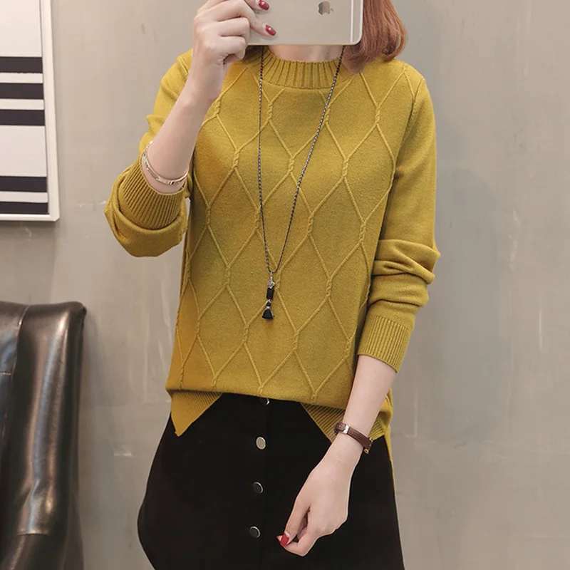 2018 Autumn Winter Lady Round Neck Sleeve Knit Sweater Female New Fashion Women pullover Korean Loose Knitted Tops XY282 | Женская