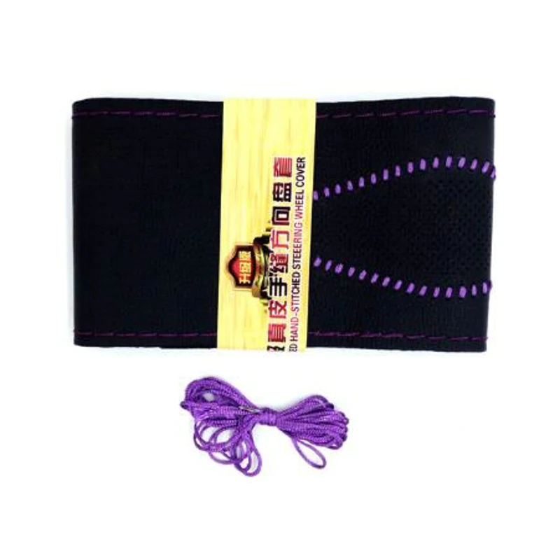 Black Purple Dehyaton черная кожа из микрофибры прошитая вручную оплетка чехол рулевого колеса автомобиля противоскользящая с иглами и резьбой для 38 см автомобиля - Название цвета: Black Purple
