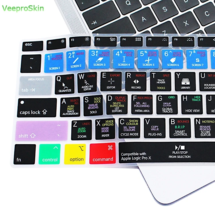 Logic Pro X Shortcuts A1932 Silicone Keyboard Cover Skin for Apple MacBook Newest Air 13" 2018 2019 | Компьютеры и офис