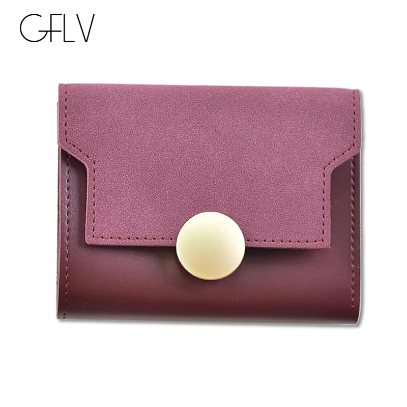GFLV брендовый модный минималистичный короткий кошелек Женский скраб откидной