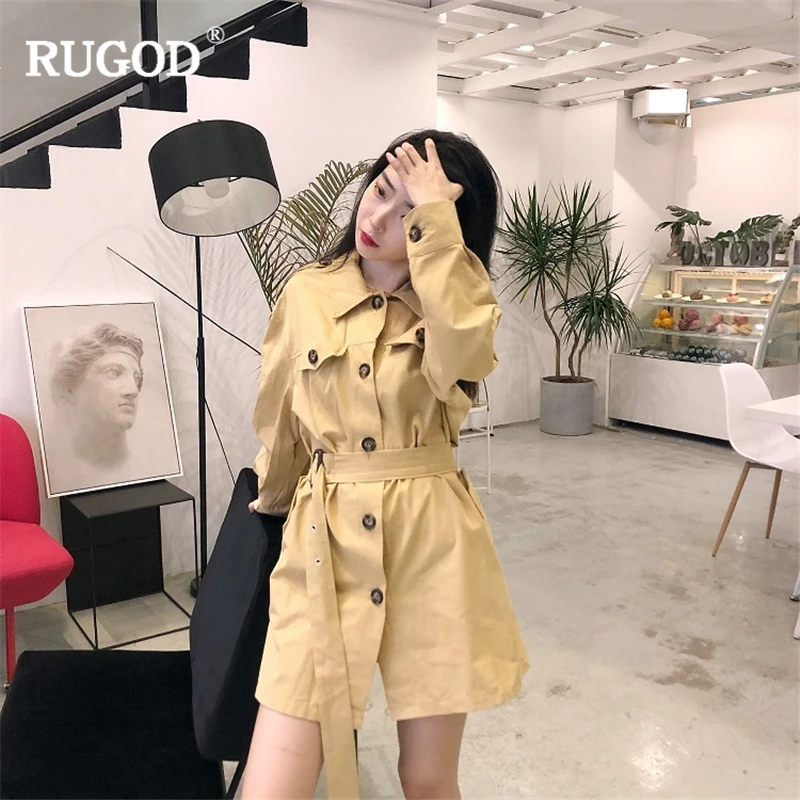 RUGOD 2018 Модные женские длинные Стиль пальто отложной воротник трапециевидной