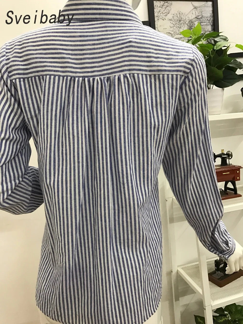 Sveibaby2017 фреска outono inverno манга cintura listrado крус comprida camisa mulheres profunda топы blusas |
