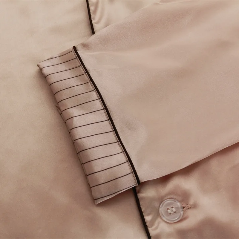 Men's and Women's New Imitation Silk Long Sleeve Pajamas Adult 2pcs Silk Nightgown Large Size Couples Sleepwear Nightwear B-5840