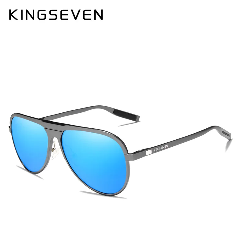 KINGSEVEN, фирменный дизайн, поляризационные мужские очки, алюминиевые роскошные солнцезащитные очки для мужчин, очки для вождения, защита от уф400 лучей - Цвет линз: Gun Blue