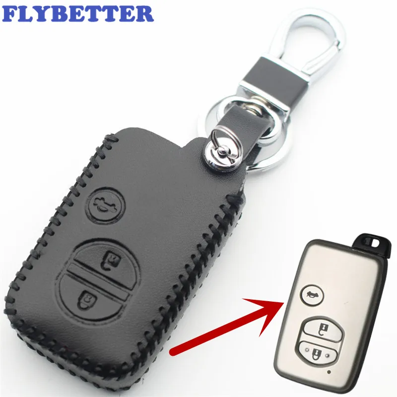 FLYBETTER 3 Смарт-кнопка из натуральной кожи чехол для Toyota Camry/Crown/Highlander/Prado/Prius автомобильный Стайлинг L2105