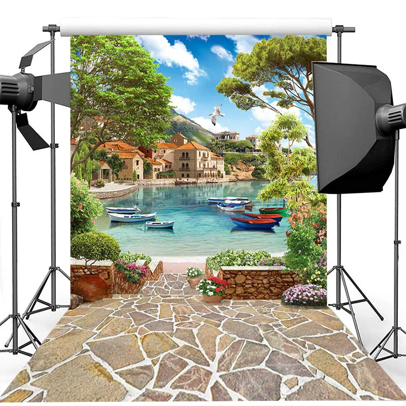 Фон для фотосъемки с изображением летних тропических пейзажей роскошный курорт