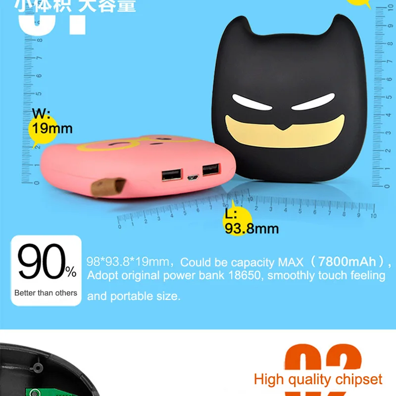 Solocar Портативный Банк силы Мультфильм Зарядное Устройство 18650 Power Bank 7500 мАч литий