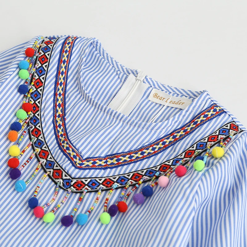 Платье для девочек Новинка 2018 года Брендовое весеннее платье с кисточками в