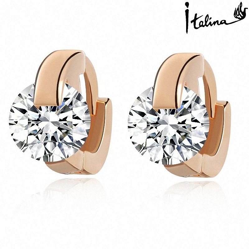 Женские серьги гвоздики цвета розового золота с фианитом|brand stud earrings|fashion earringsstud