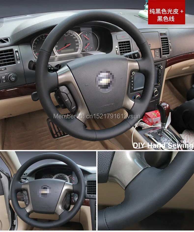 Для Chevrolet Epica высокое качество ручная прошитая противоскользящая Черная кожа черная нить DIY чехол на руль
