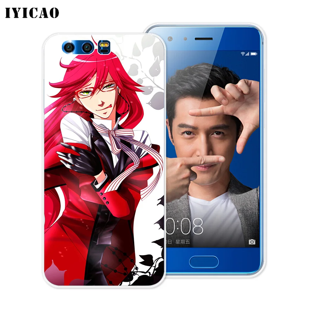 IYICAO Черный Дворецкий Мягкий силиконовый чехол Grell Sutcliff для Huawei Y9 Y7 Y6 Prime 2018 Honor 8C 8X 8