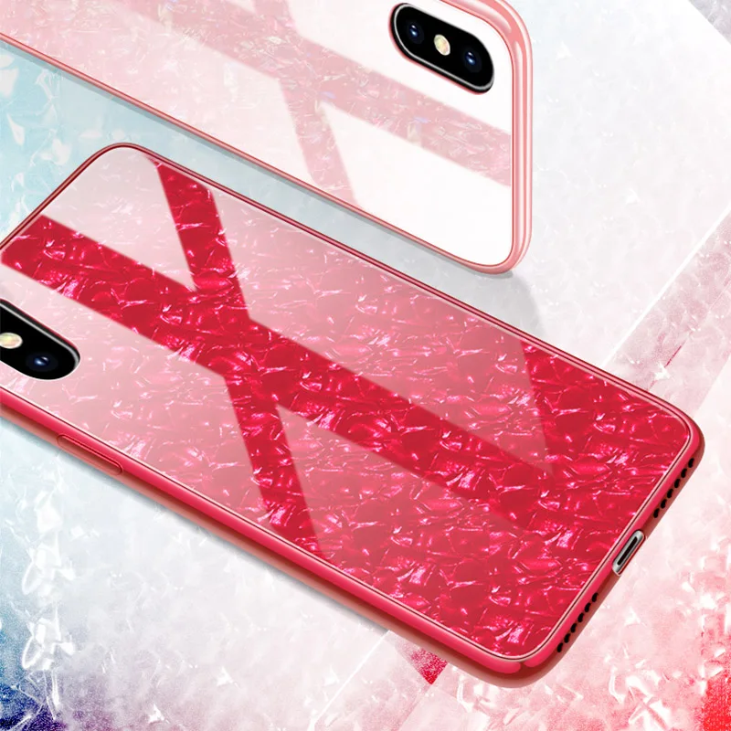 YueTuo Блестящий стеклянный мраморный чехол для iphone x xs max xr xsmax 6 s 7 8 plus 6plus 7plus
