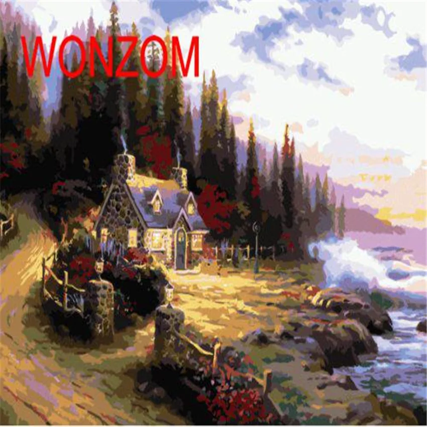

Landscape Painting By Numbers DIY HandPainted Pictures For Home Decor Christmas Gift Coloring By Numbers On Canvas Cheap Arts