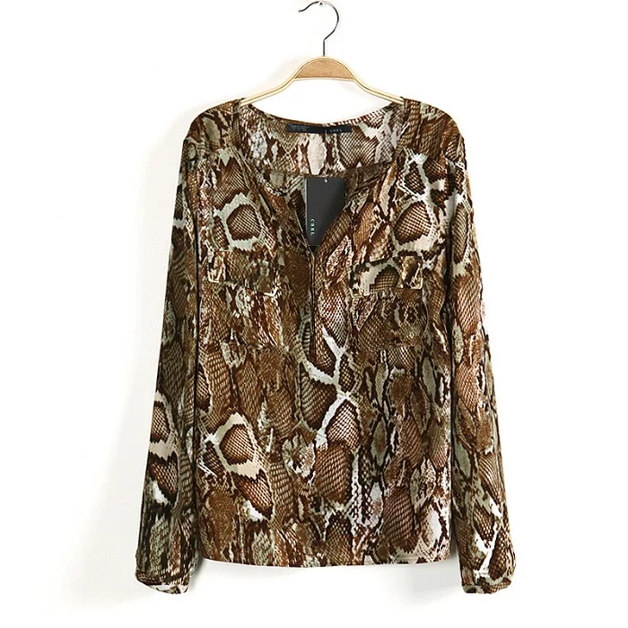 Женские свободные блузки с длинным рукавом серпантин v-образным вырезом и