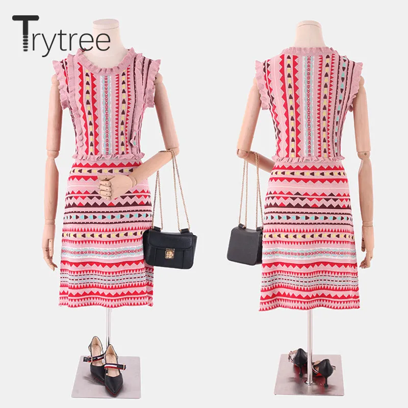 Trytree женское летнее осеннее модное платье винтажное повседневное эластичное