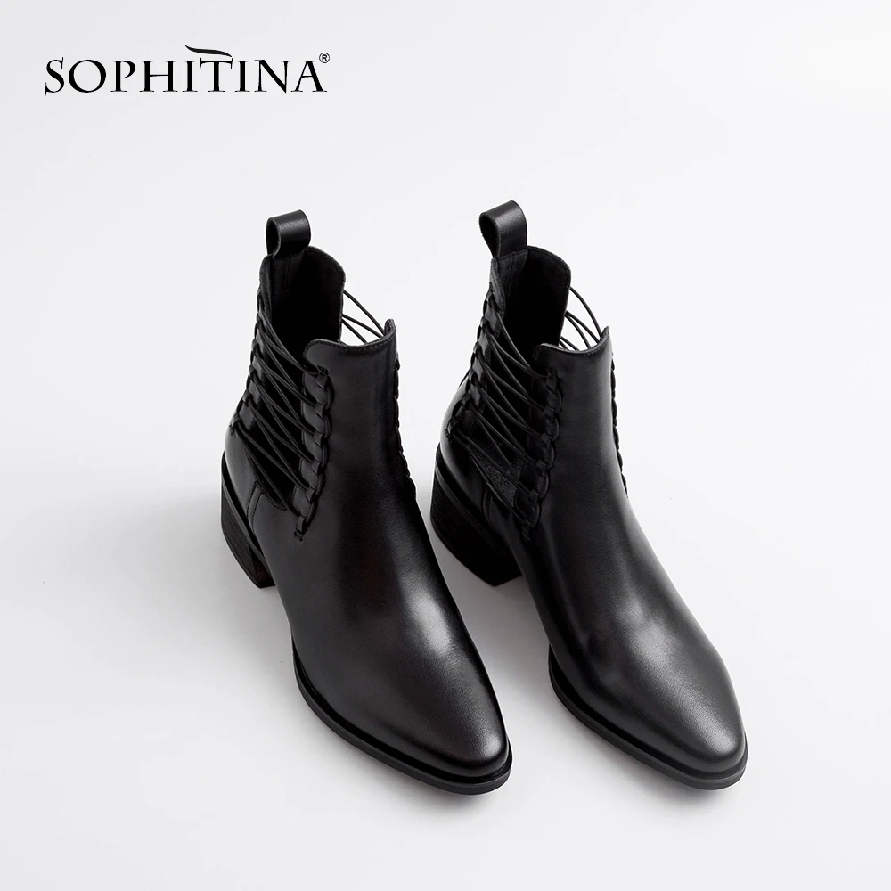 SOPHITINA/Новые Модные женские ботинки из натуральной кожи с острым носком Сезон