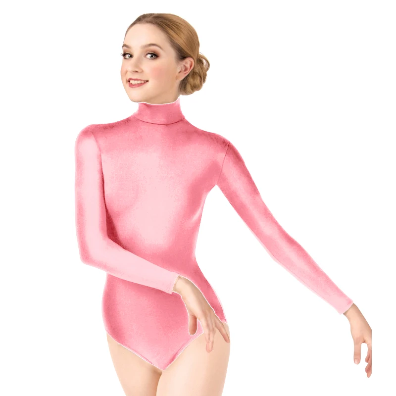 Pink Ensnovo, женский купальник для гимнастики, балета, танцевальная одежда из лайкры, Купальник для балета, женская танцевальная одежда с длинным рукавом, женский боди, колготки - Цвет: Pink