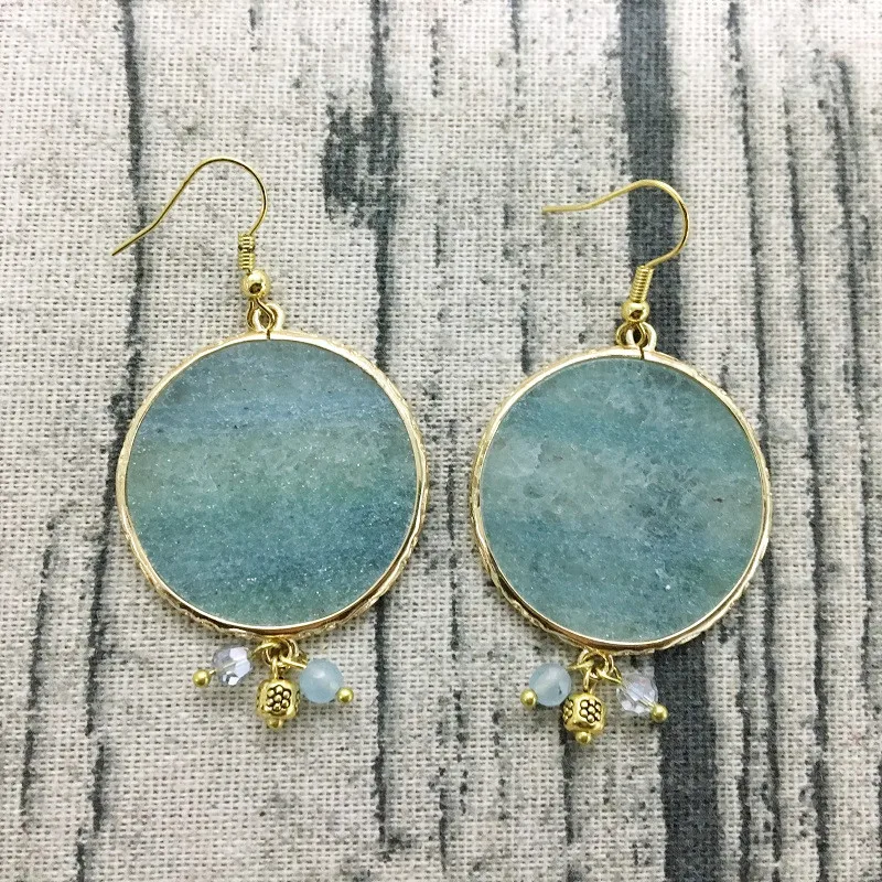 Женские Висячие серьги Природный Амазонит богемные дизайнерские Роскошные