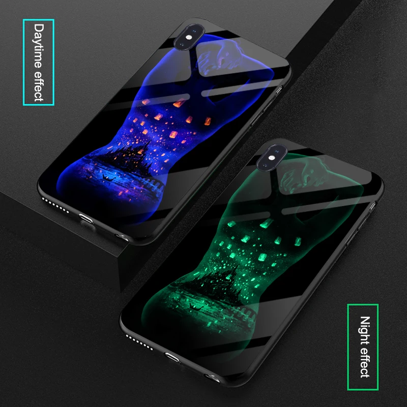 Светящееся Стекло молнии чехлы для iphone 7 8 6 6s Plus 5S SE задняя крышка чехол Apple iPhone 11 Pro