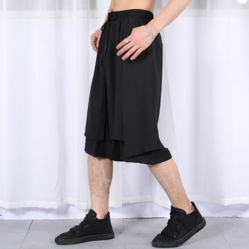 2019 New Summer street hip hop men Haren trousers original thin hair stylist loose straight tube five pants two fake |